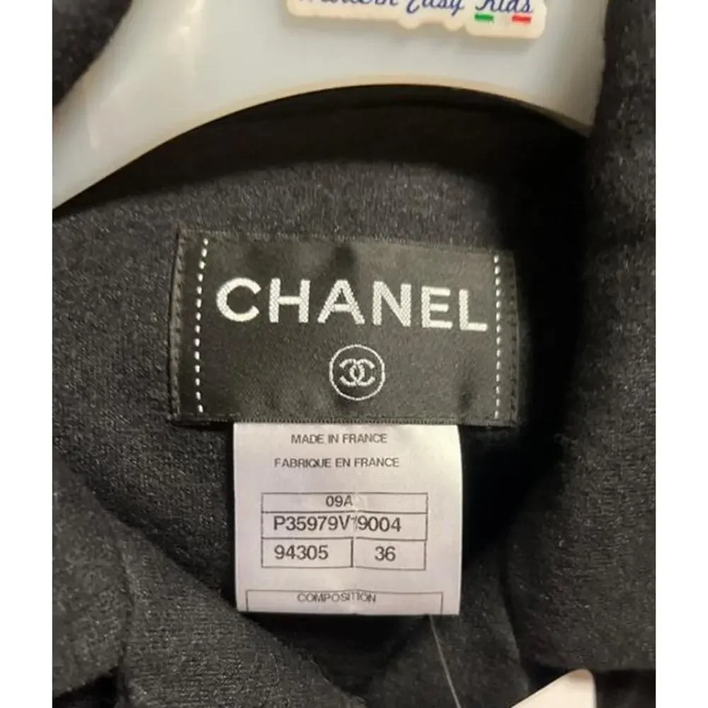 NWOT Chanel Black Double-Breasted Belted Dress - FR 36